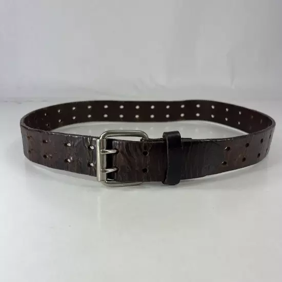 Worn Brown Leather Two Prong Work Belt - Men's Size 30