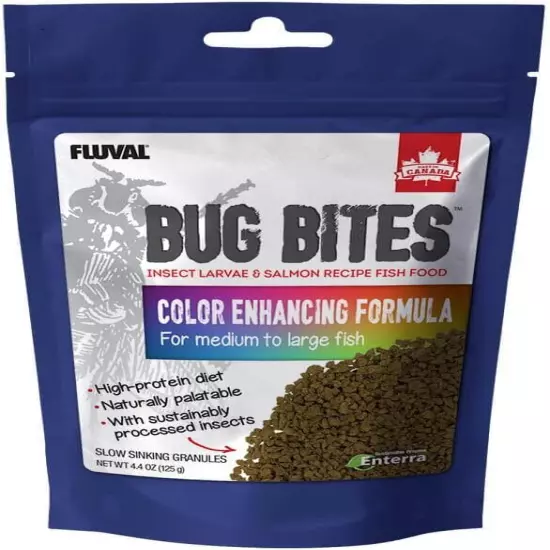 Fluval Bug Bites Color Enhancing Fish Food for Tropical Fish, Granules for Mediu