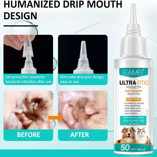 Dog Ear Cleaner, Ear Infection Treatment for Dogs and Cats, Pet Removal Ear Hair