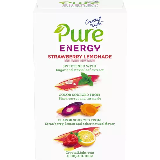 Crystal Light Pure Strawberry Kiwi Drink Mix, 7 On-The-Go Packets