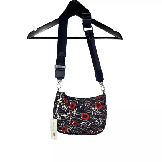 Tory Burch Nylon Printed Convertible Shoulder Bag Color Navy/Red Retro W9xH7D2.5