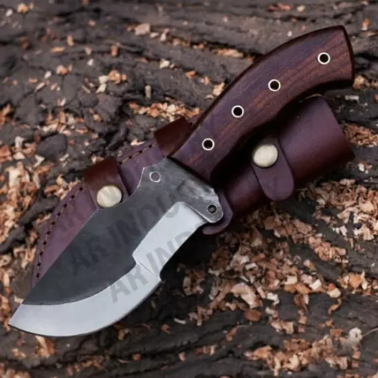 High Carbon and Rose Wood Hunting Knife, Handmade Tracker Knife, Camping Knife