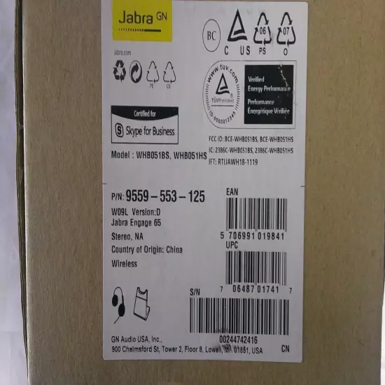 Jabra Engage 65 Charging Base WHB051BS 9559-553-125 W/AC Adapter (J2046)