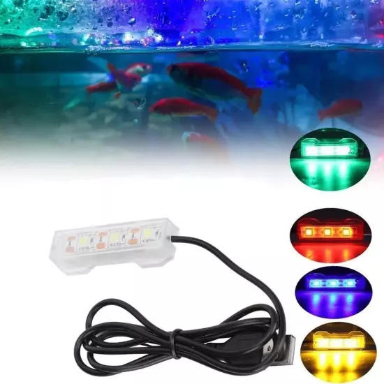 1Pc Blue Light Small Aquarium Led Light, Multicolor Led Fish Tank Light for F...