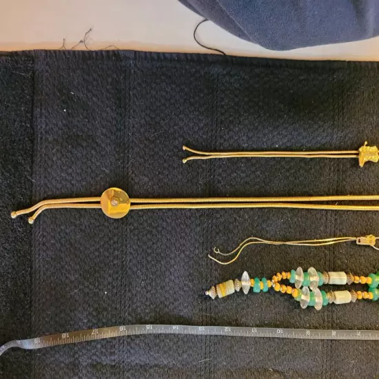 3 Bolo Ties & 1 Glasses Holder Beaded D11