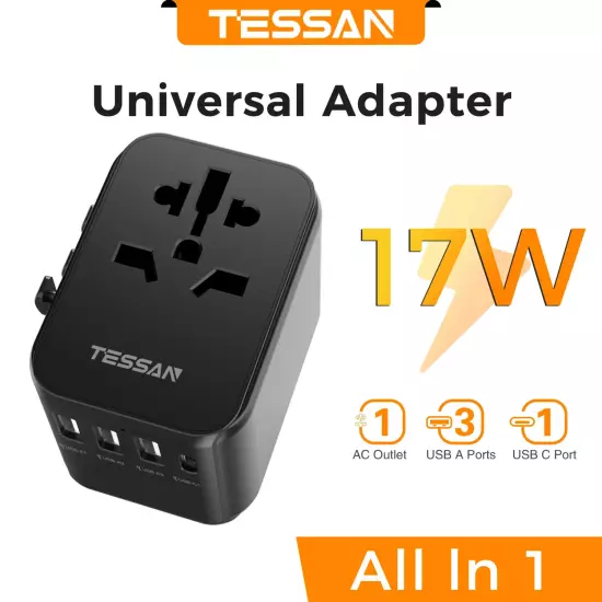 100W Universal Travel Adapter with USB and Type-C Fast Charging Power Adapter