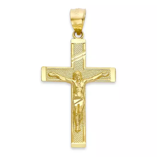 Solid Gold Cross Pendant, 10 or 14k, Crucifix Pendant Religious Jewelry For Men