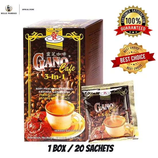 1 BOX Gano Excel Cafe 3 in 1 Coffee Ganoderma Reishi Halal (20 Sachets)