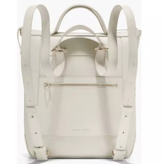 Cole Haan Small Grand Ambition Leather Convertible Backpack Bag Ivory White NWT