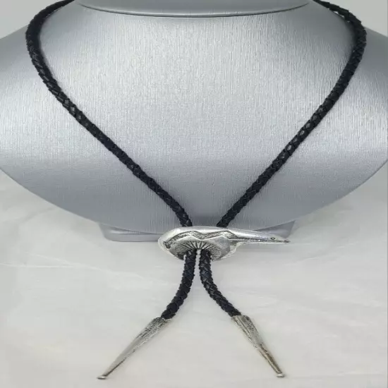 Navajo Sterling Silver Bear Bolo Tie Signed KEITH JAMES - Rare