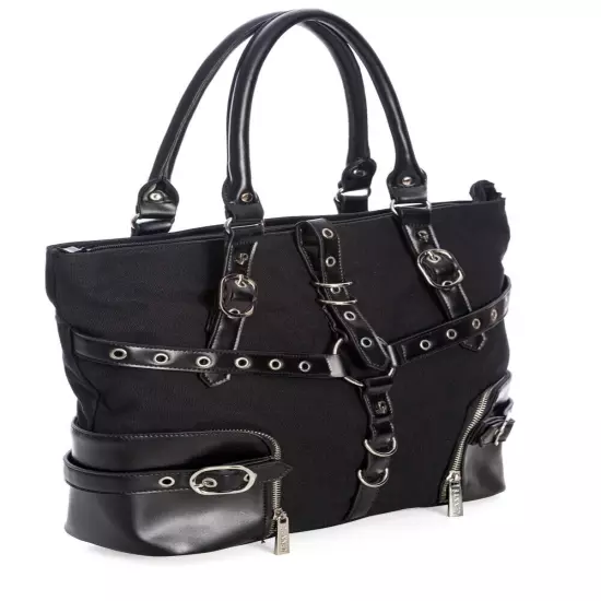 Lost Queen Gothic Tote Strappy Savanna Handbag Straps & Buckles Bag Punk Rock