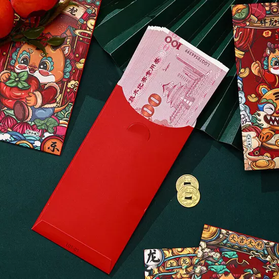 6PCS Chinese Red Envelope 2024 Year Of The Dragon Hong Bao Festival Red PackeJO