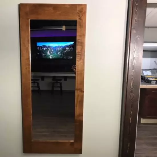  Hidden storage mirror, In-wall gun safe concealment cabinet - American Walnut