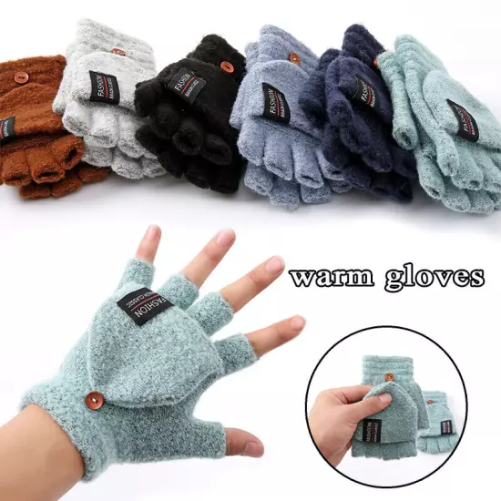 NEW Unisex Mitten Gloves Fingerless Insulated Knit Winter Gloves Men Women Warm□