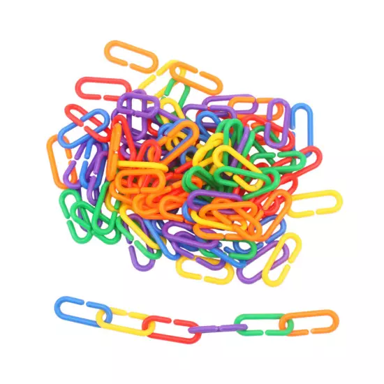 100 Pcs Durable Plastic Counting C Chain C-Links Parrot Bird Baby Toy DIY Parts