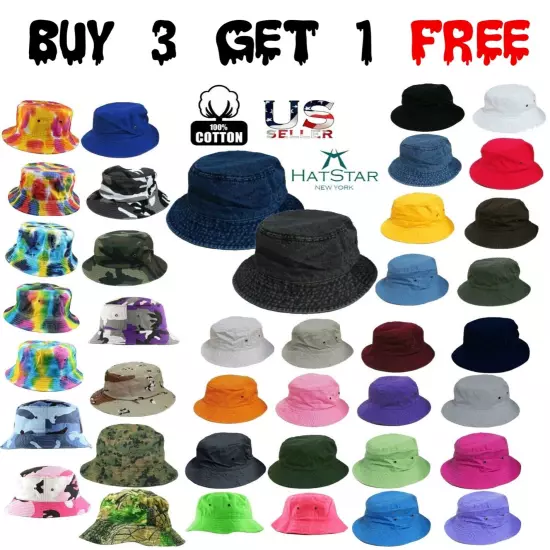 Bucket Hat Boonie Visor Hunting Fishing Outdoor Summer Cap Unisex 100% Cotton