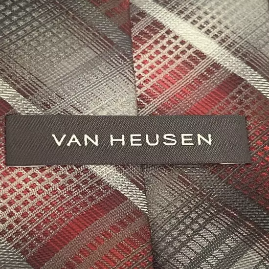 Van Heusen Red Gray 100% Polyester Men’s Neck Tie Made In China