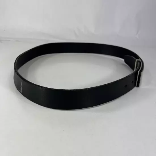 Black Leather Work Belt - Metal Plate Buckle - Men's Size 36