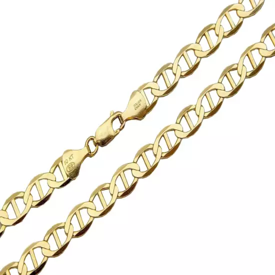 10k Solid Yellow Gold Mariner Link Chain 2mm-6mm Men's Women Necklace 7"- 26"