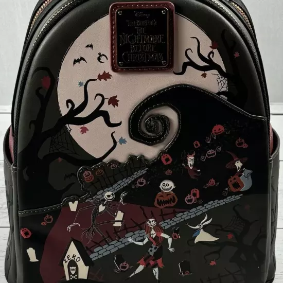 Loungefly Disney The Nightmare Before Christmas Spiral Hill Mini Backpack New