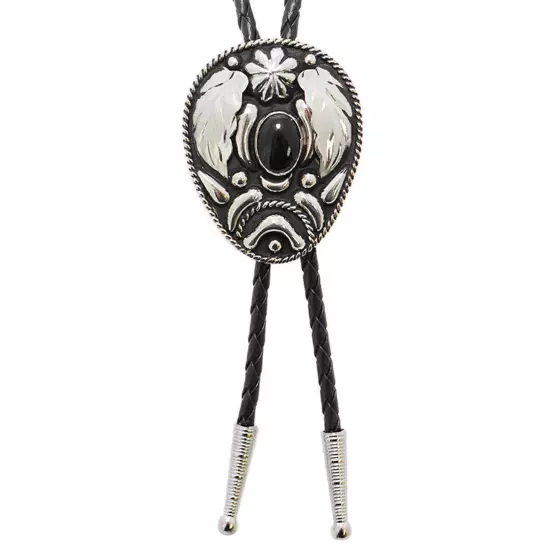 NWT Onyx on German Silver Bolo Tie Cowboy Western Boxed