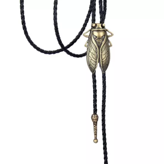 Vintage Western Cowboy Bolo Tie Leather Necktie Rope Cord Pendant Necklace