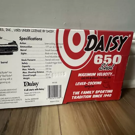 Daisy Red Ryder Carbine Lever Spring 350 FPS .177 Cal Wood Stock BB Gun Rifle