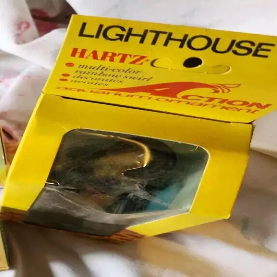 Vintage Hartz LIGHTHOUSE Aquarium Action Ornament NIB