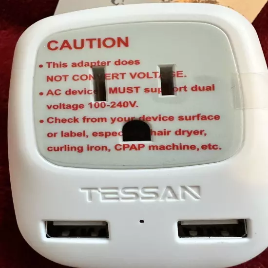 NEW Tessan Travel Adapter TS-AP2U-UK 1 Outlet 2 USB USA to UK Ireland Type G