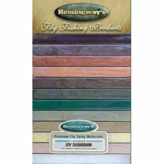 Fly Tying Dubbing, Hemingways UV Dubbing Dispenser 12 Colours in box,