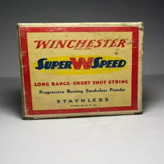 Vintage Winchester Super Speed 12 Gauge Smokeless Shotgun Shell Box