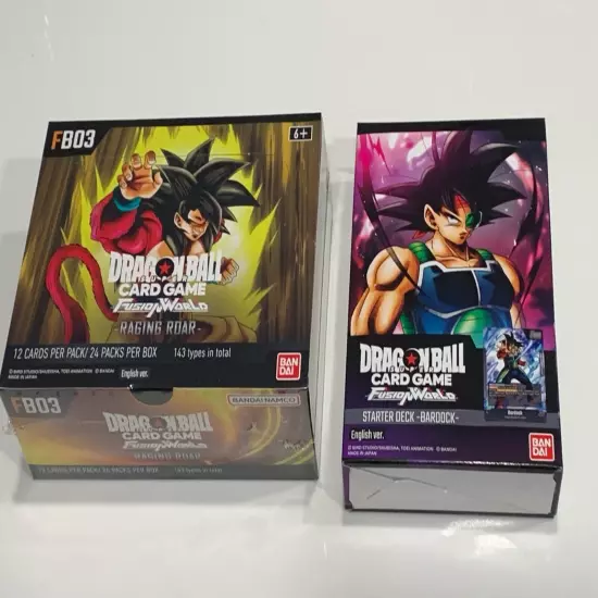 DRAGONBALL SUPER FUSION WORLD RAGING ROAR ENG BOX FB3 + Starter Deck 05: Bardock