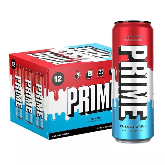 PRIME Energy ICE POP | Zero Sugar Energy Drink | Preworkout Energy | 200mg Caffe