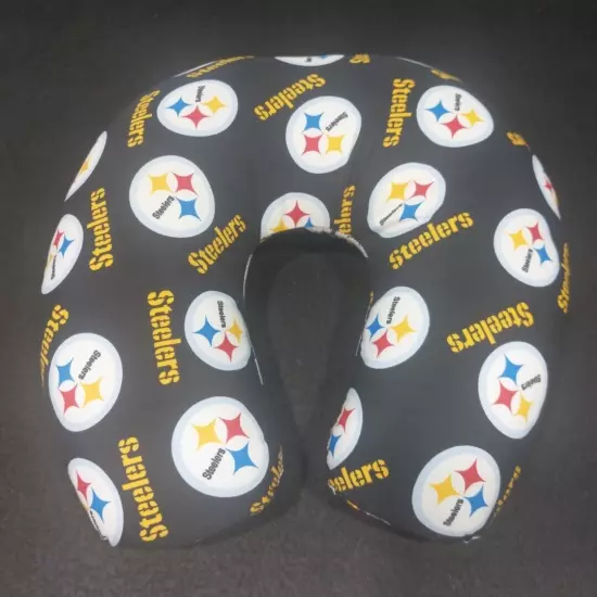 NFL Pittsburgh Steelers Neck Travel Pillow With Logo Removable Washable Cover 