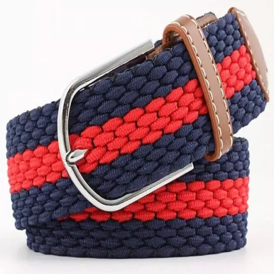 New Men's Women's Belt Unisex Braided Elastic Stretch Fabric Enduring Woven Mult