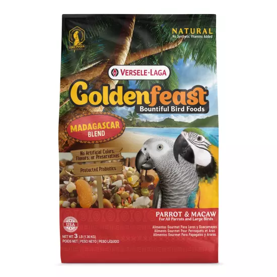 Versele-Laga Goldenfeast Madagascar Blend - Parrot & Macaw Food - 3 lb bag