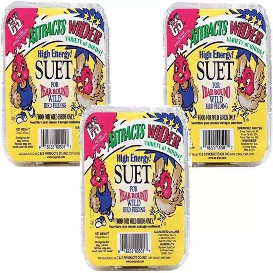 (3 Pack) High Energy Suet for Wild Birds