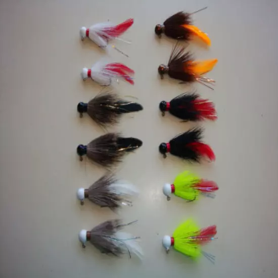 Handtied DEER HAIR FISHING JIGS HOTTAIL DOZEN Trout,crappie,bass,walleye,pike