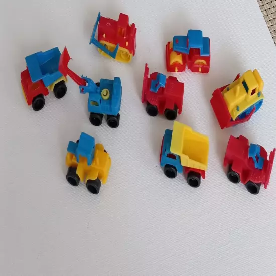 Cake Toppers. Plastic Construction Work Trucks. 8 Piece