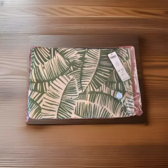 Chicos Accessories Large Promo Pouch Palm Print Green Zippered 9x13 Brand New