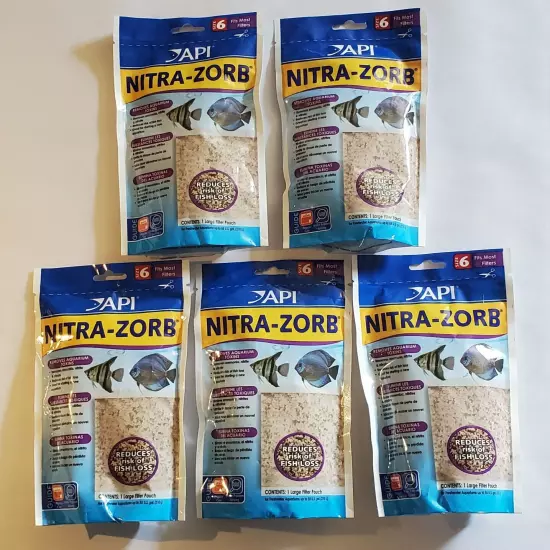 API Nitra-Zorb Pouch Size 6 Aquarium Canister Removes Toxins 5 Filter Bags