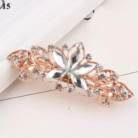 Women's Crystal Rhinestone Flower Hair Barrette Clips Grips Hairpin Jewelry