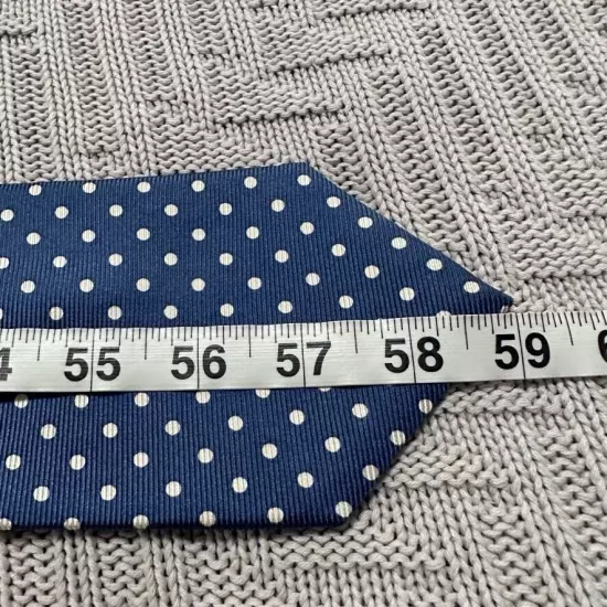 Paul Fredrick navy and cream polka dot Italian silk tie