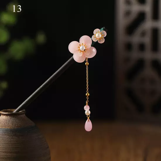 Womens Flower Wooden Chopsticks Hair Hairpin Hair Stick Chinese Style Retro❥