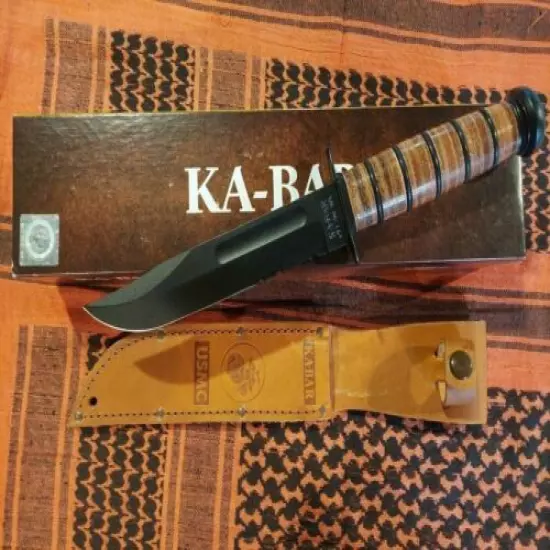 Ka-Bar USMC Serrated Edge Knife - 7" Blade