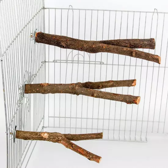 NATURAL WOODEN BRANCH BIRD CAGE PERCH 3 SIZES CANARY FINCH PARAKEET BUDGIE F8E1