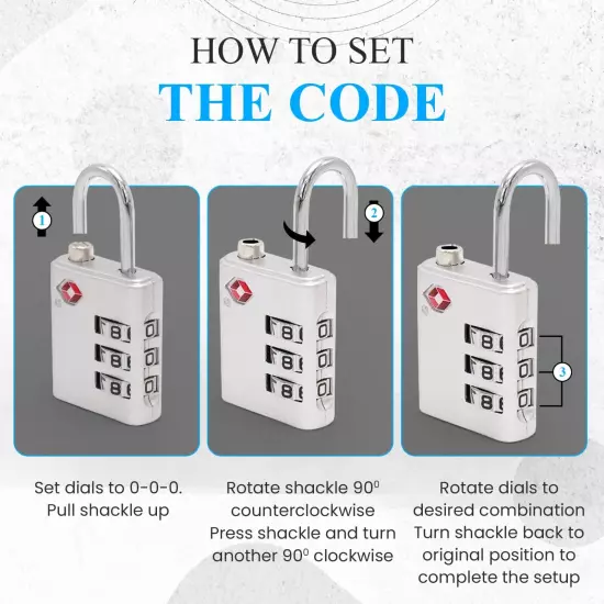 4 TSA Approve 3 Digit Combination Travel Suitcase Luggage Bag Lock Padlock Reset