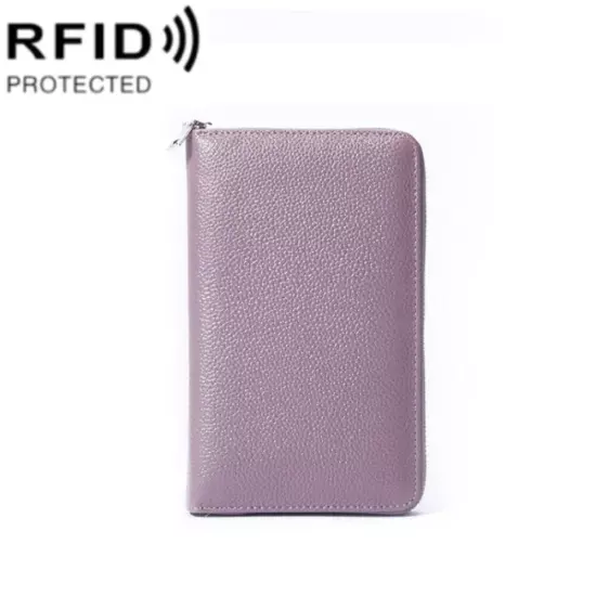 1659 RFID Anti-magnetic Anti-theft Passport Bag Document Bag Wallet(Lavender Pur