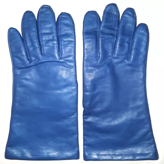 Fownes lined blue leather gloves womens size 7.5