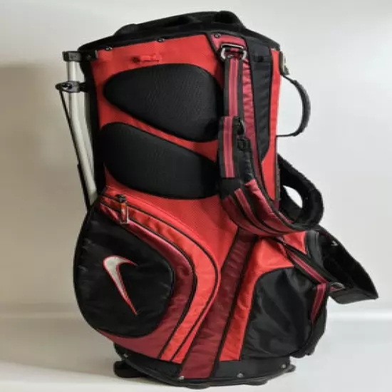 Nike Extreme Sport Stand Golf Bag 8-Way Top Red Black w/Rain Cover Grand Marnier